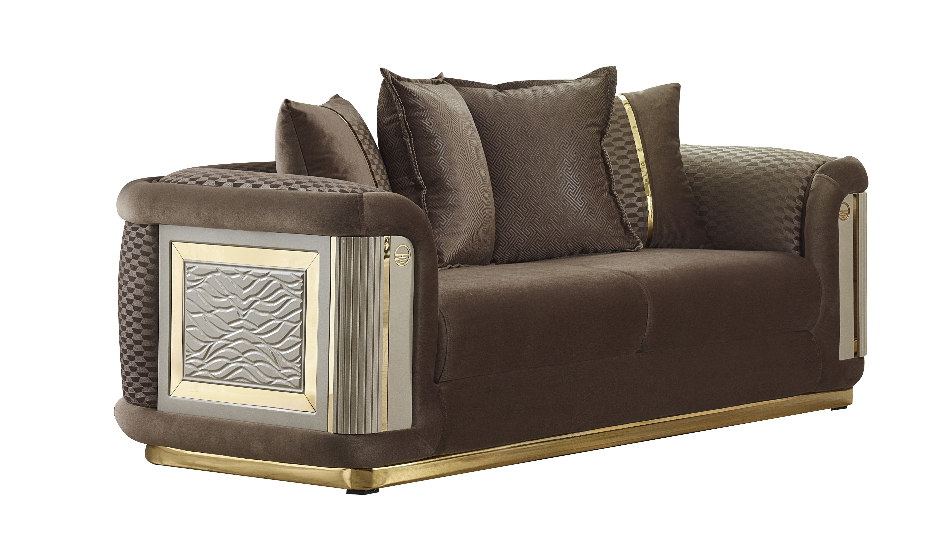 4 Piece Gold Accent 6-Seat Sofa Set