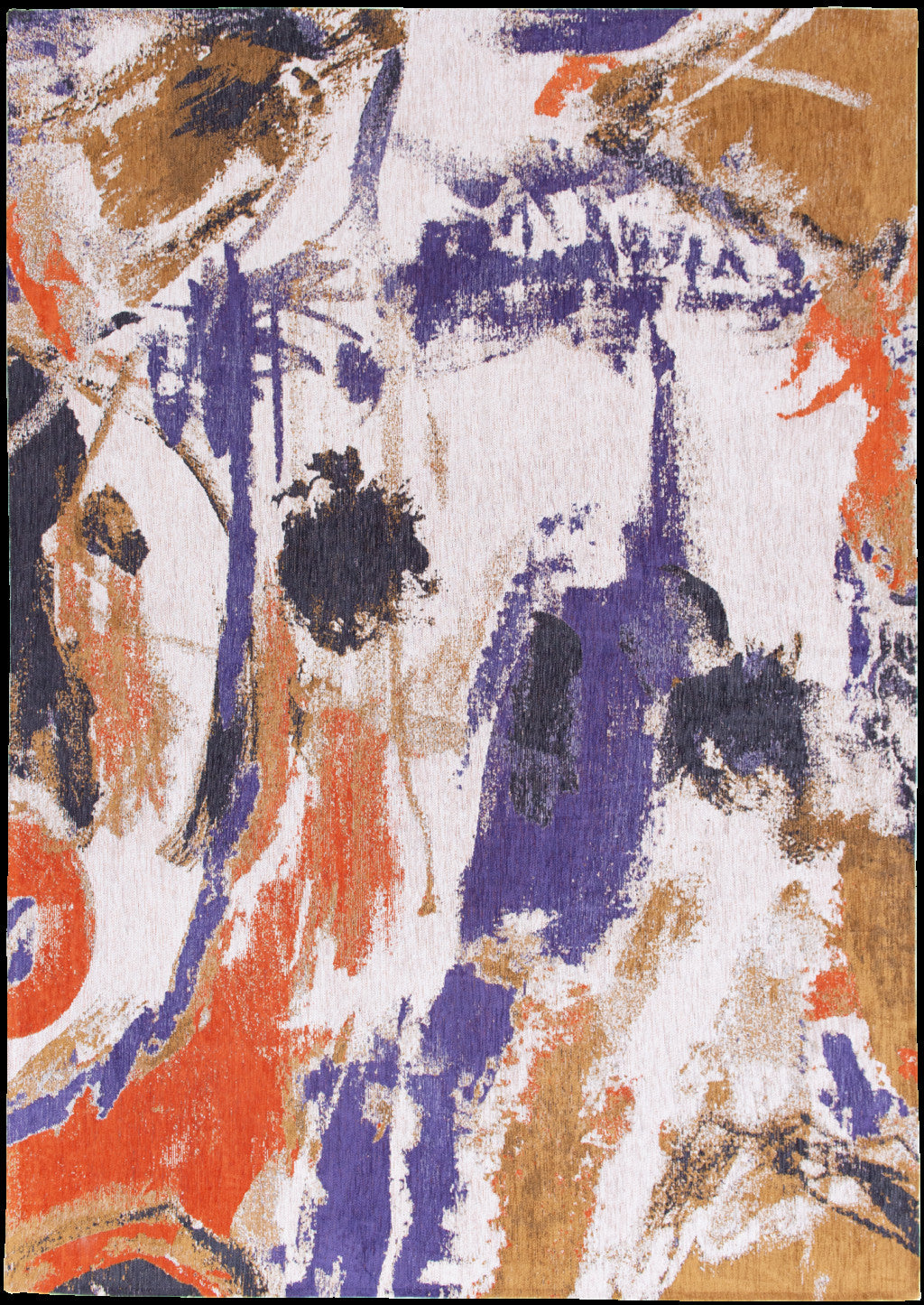 Purple, Orange, and White Abstract Area Rug