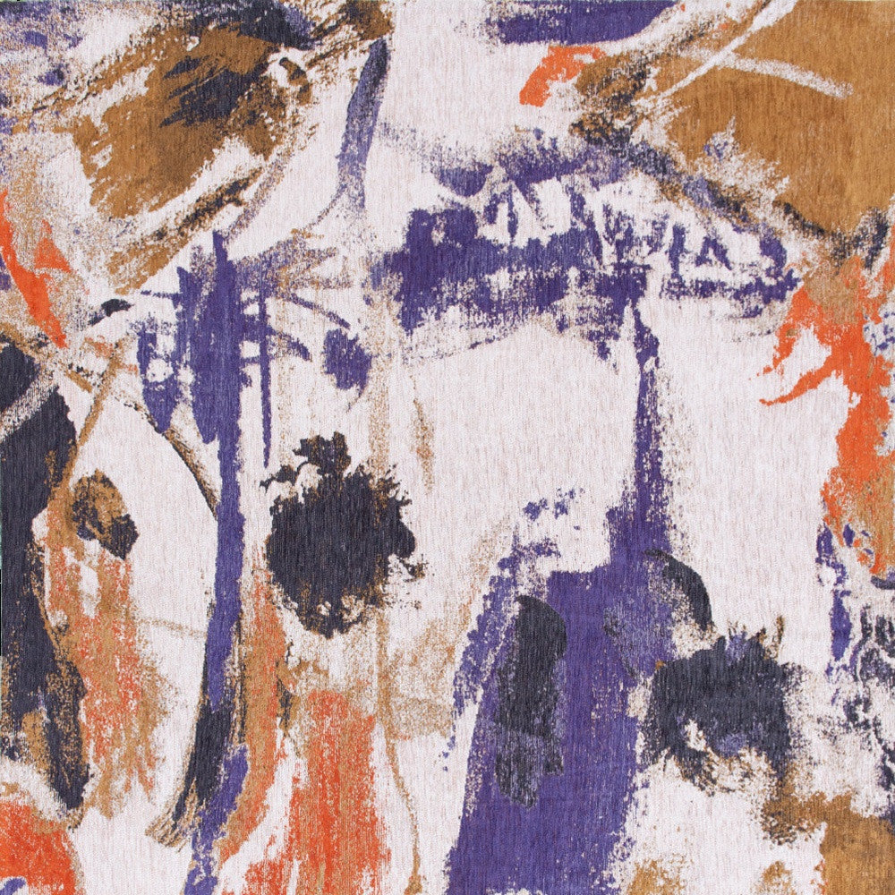 Purple, Orange, and White Abstract Area Rug