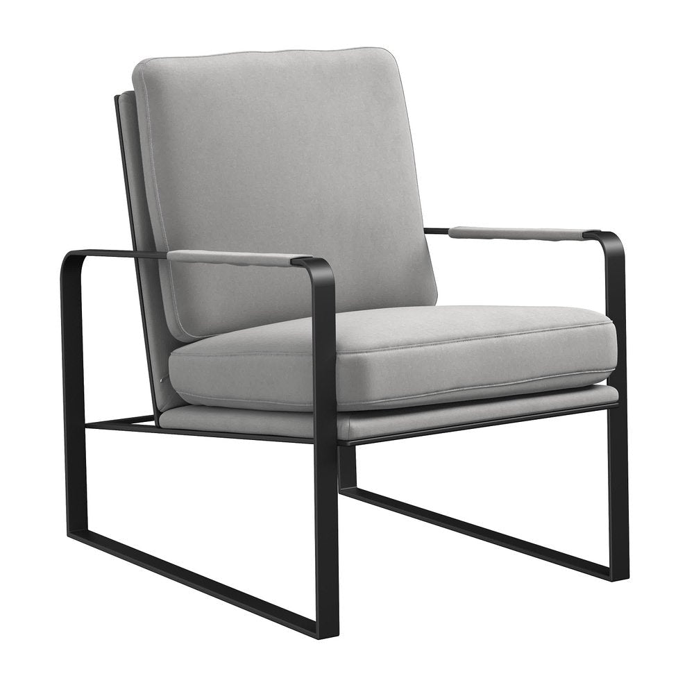 35" Light Gray Velvet Industrial Lounge Chair