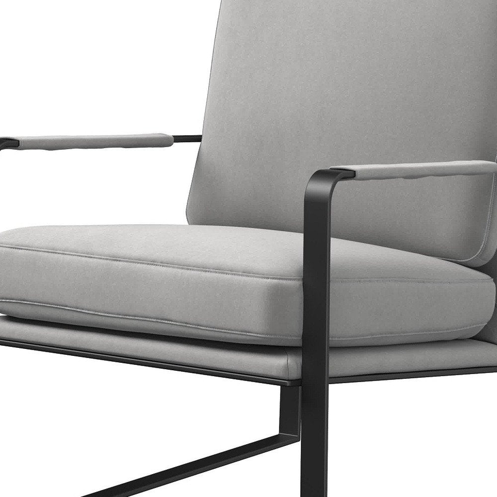 35" Light Gray Velvet Industrial Lounge Chair