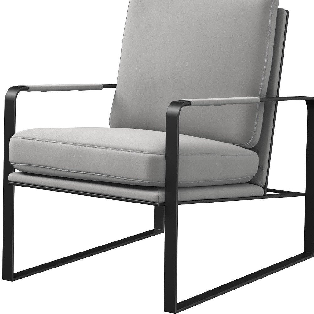 35" Light Gray Velvet Industrial Lounge Chair