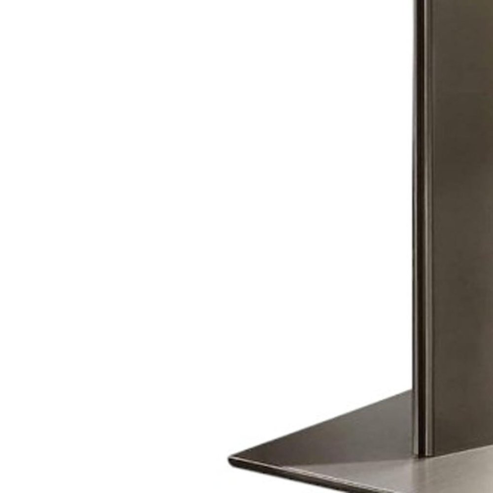 51" White and Silver Metal and Marble Pedestal Coffee Table