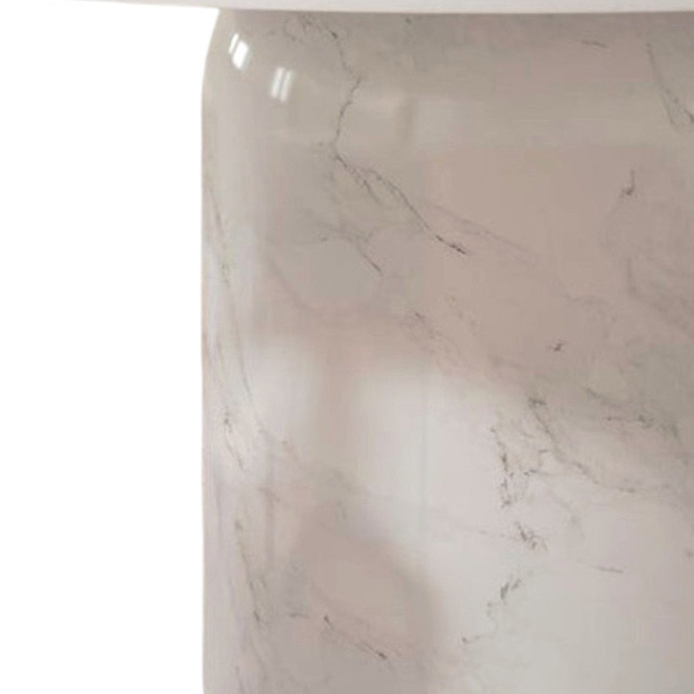 60" Gray and White Marble Pedestal Round Dining Table