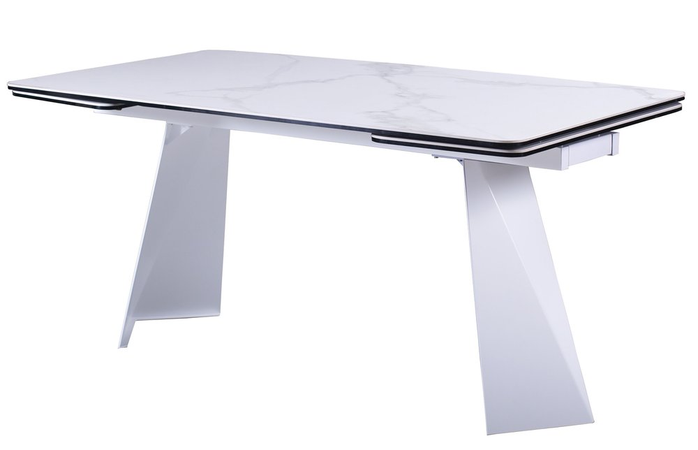 63" White Leaf Pedestal Extendable Dining Table