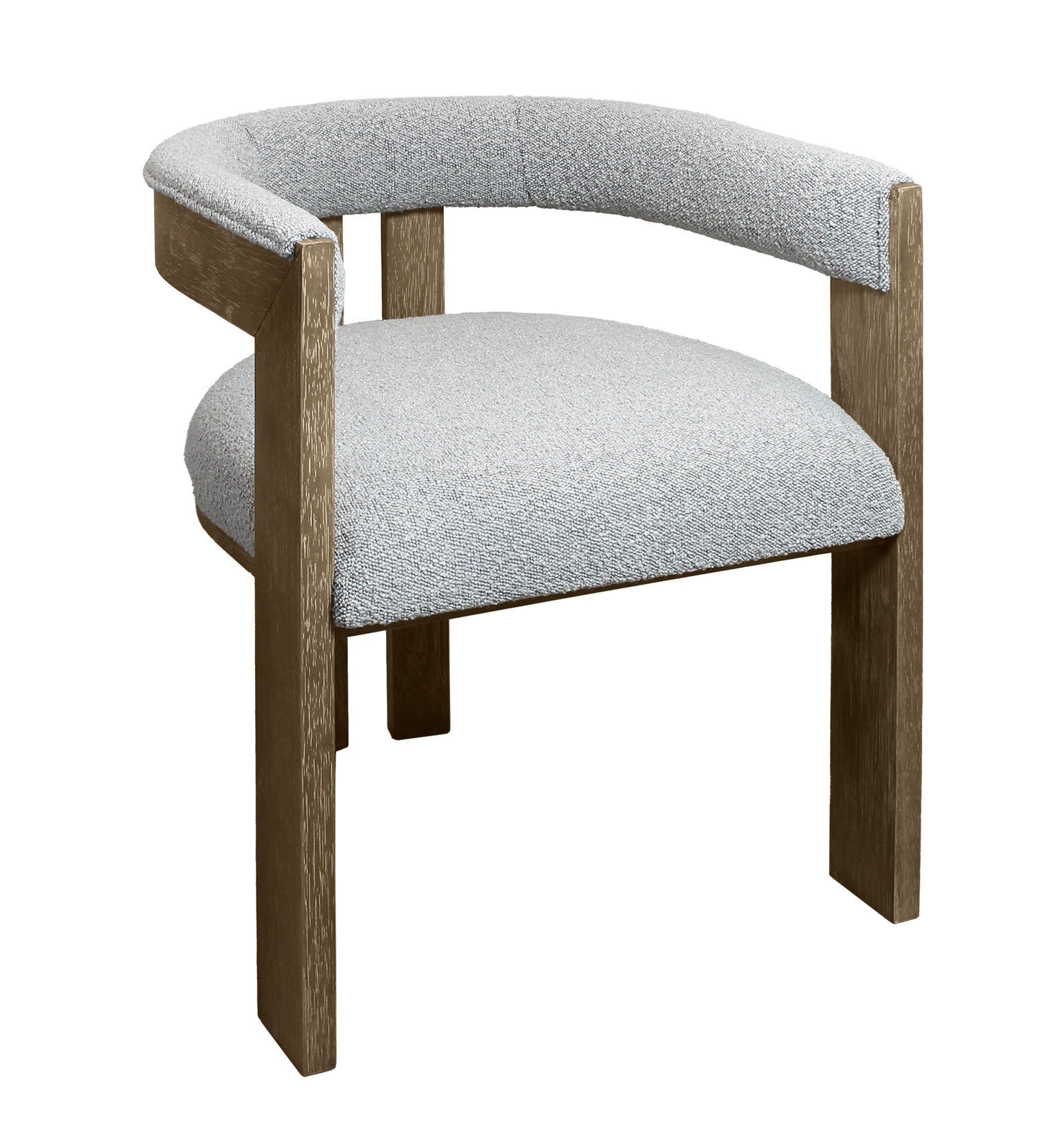 23" Boucle and Wood Modern Barrel Chair