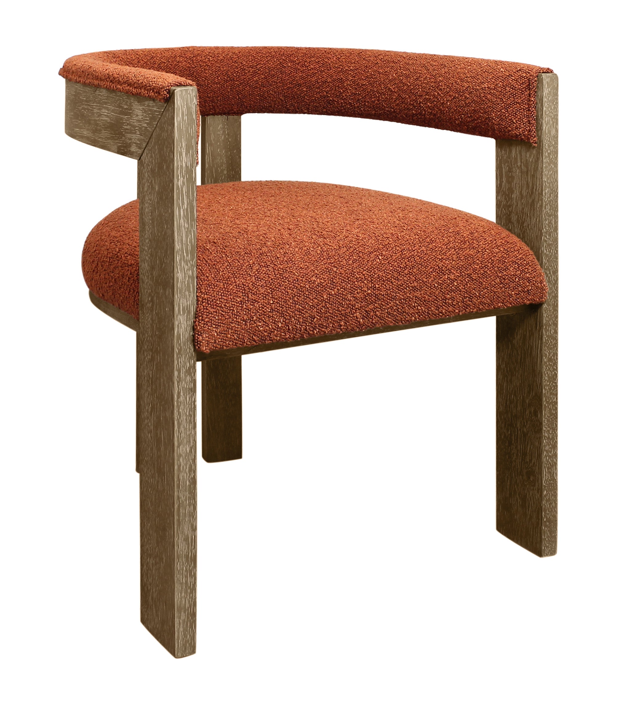 23" Boucle and Wood Modern Barrel Chair