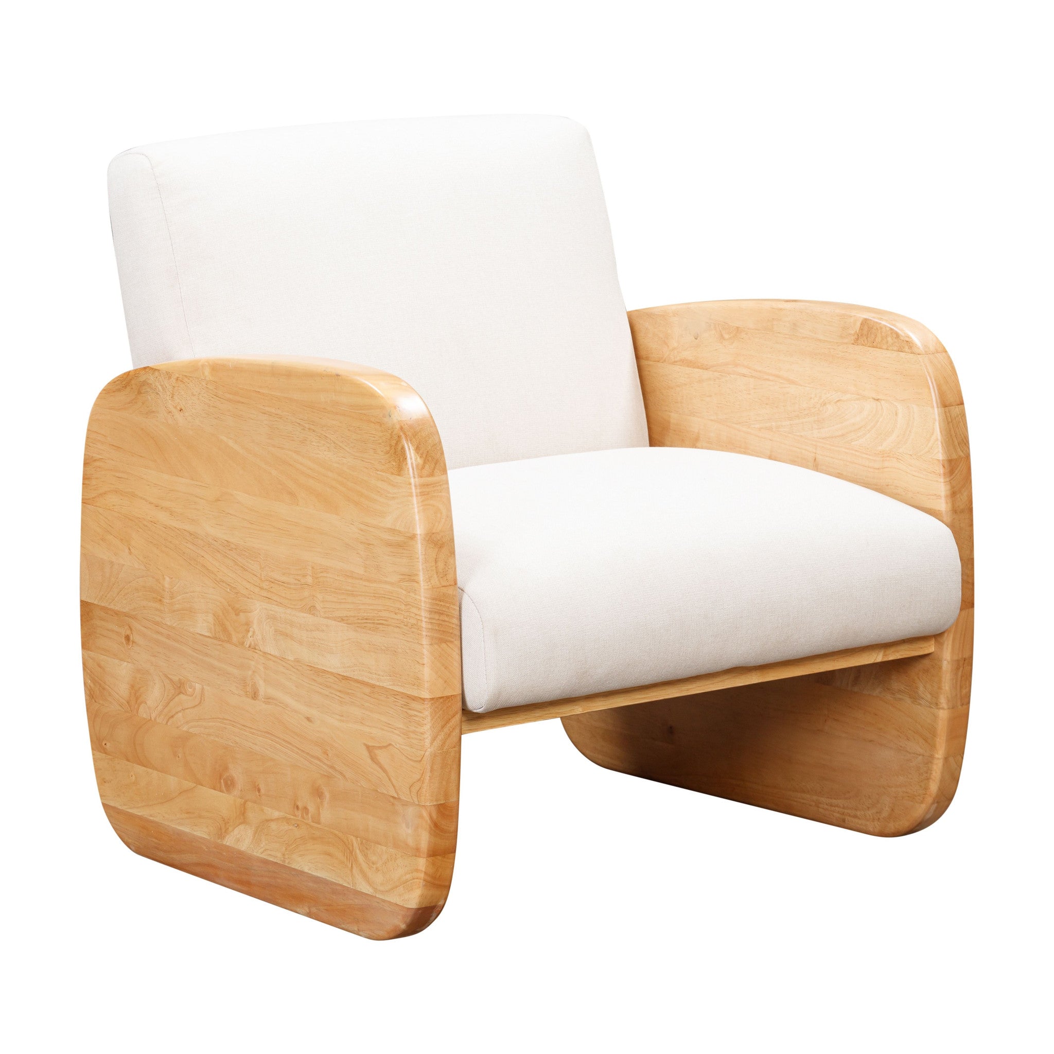 29" White Simple Wood Arm Chair