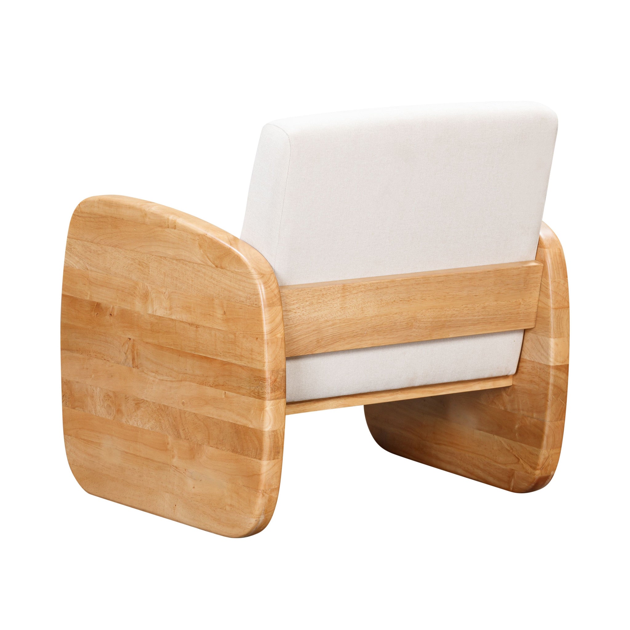 29" White Simple Wood Arm Chair