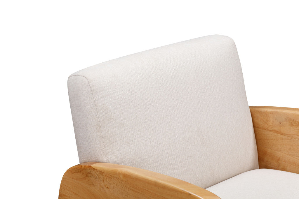 29" White Simple Wood Arm Chair