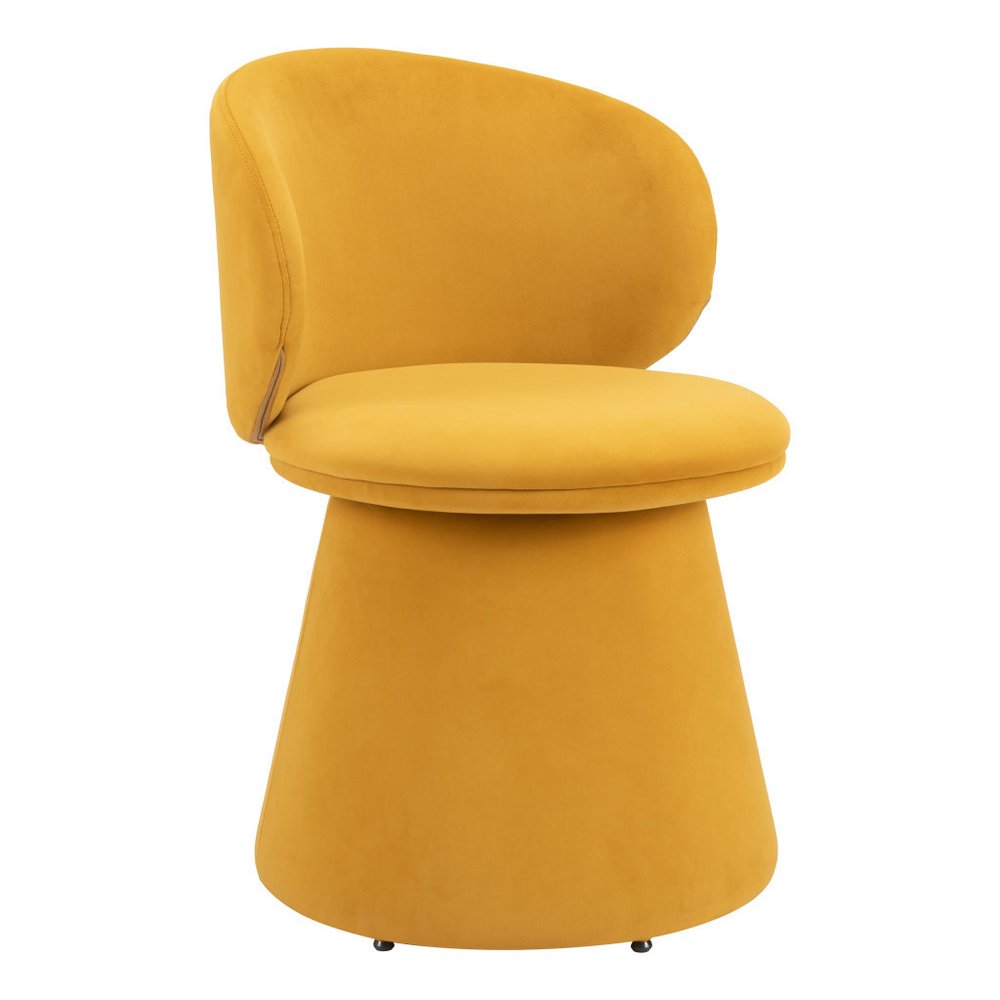 22" Orange Modern Velvet Swivel Dining Chair