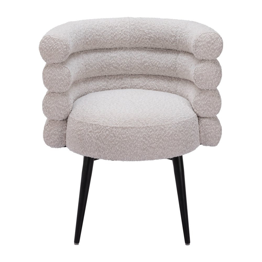 27" Gray Faux Fur Barrel Dining Chair