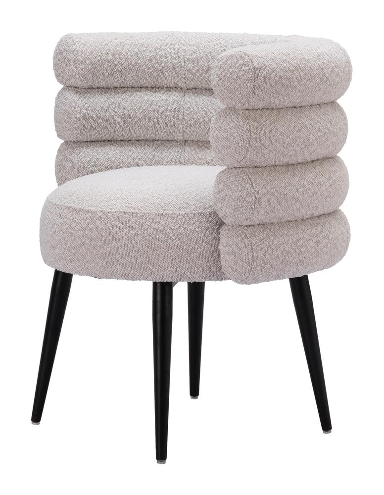 27" Gray Faux Fur Barrel Dining Chair