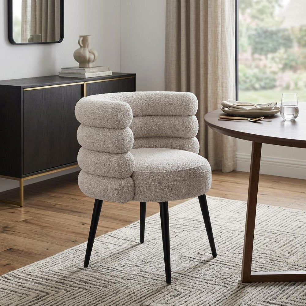 27" Gray Faux Fur Barrel Dining Chair