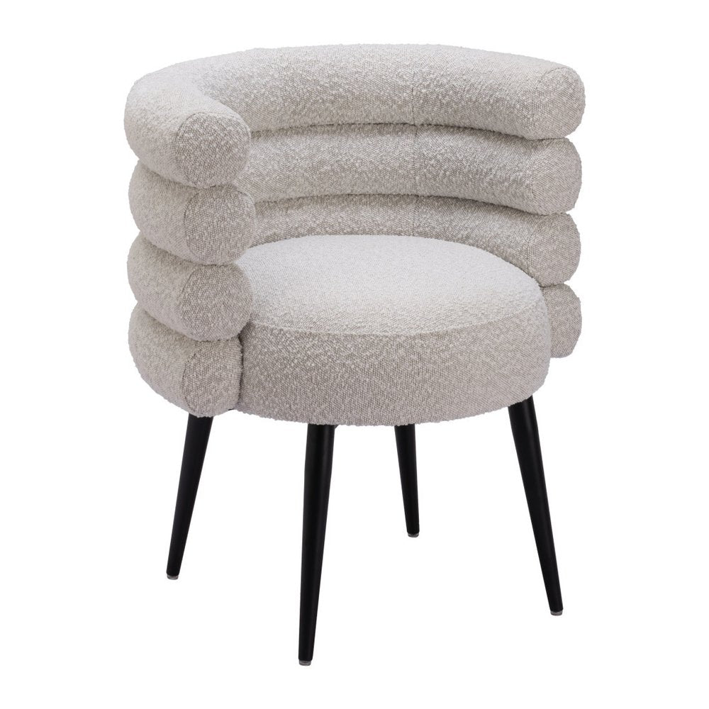 27" Gray Faux Fur Barrel Dining Chair
