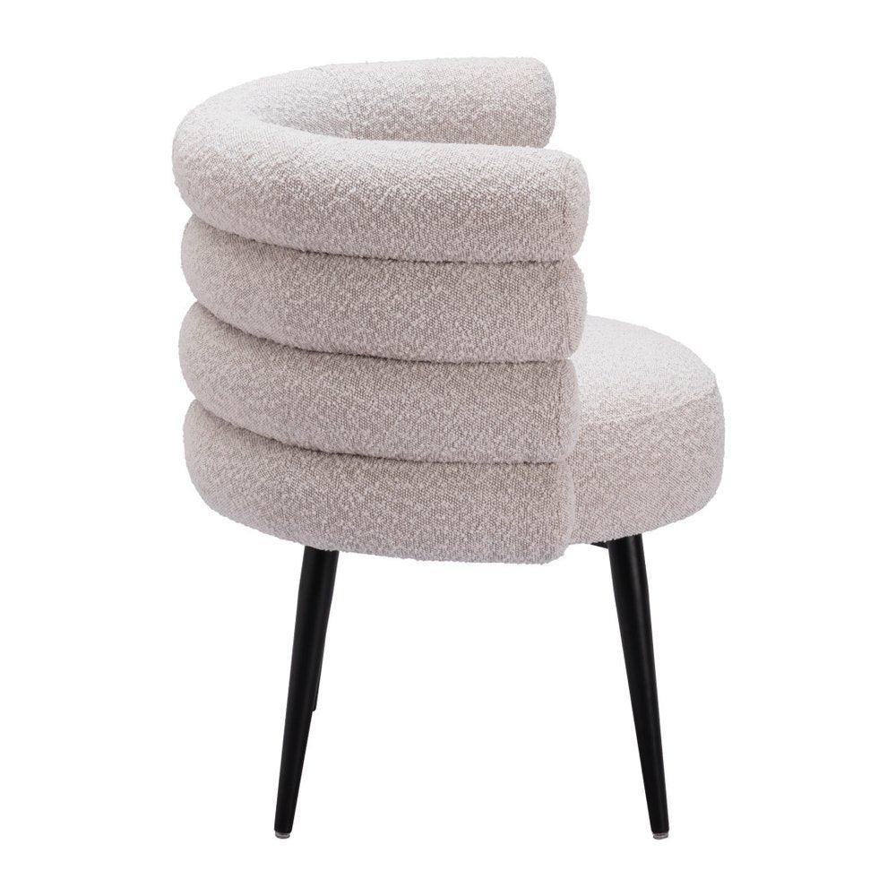 27" Gray Faux Fur Barrel Dining Chair