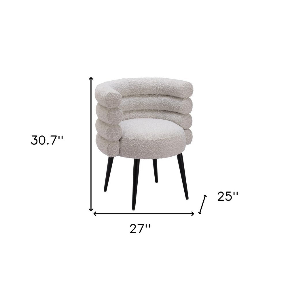 27" Gray Faux Fur Barrel Dining Chair