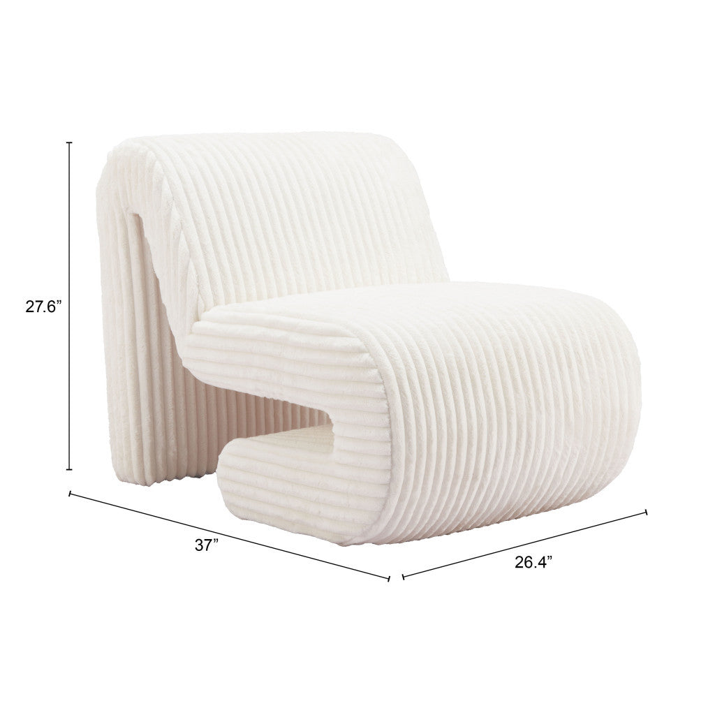 26" White Folded Corduroy Chair