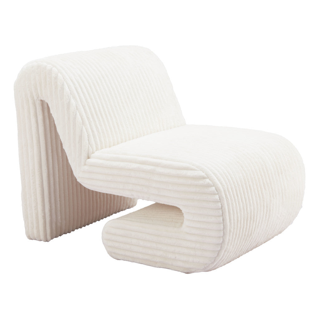 26" White Folded Corduroy Chair