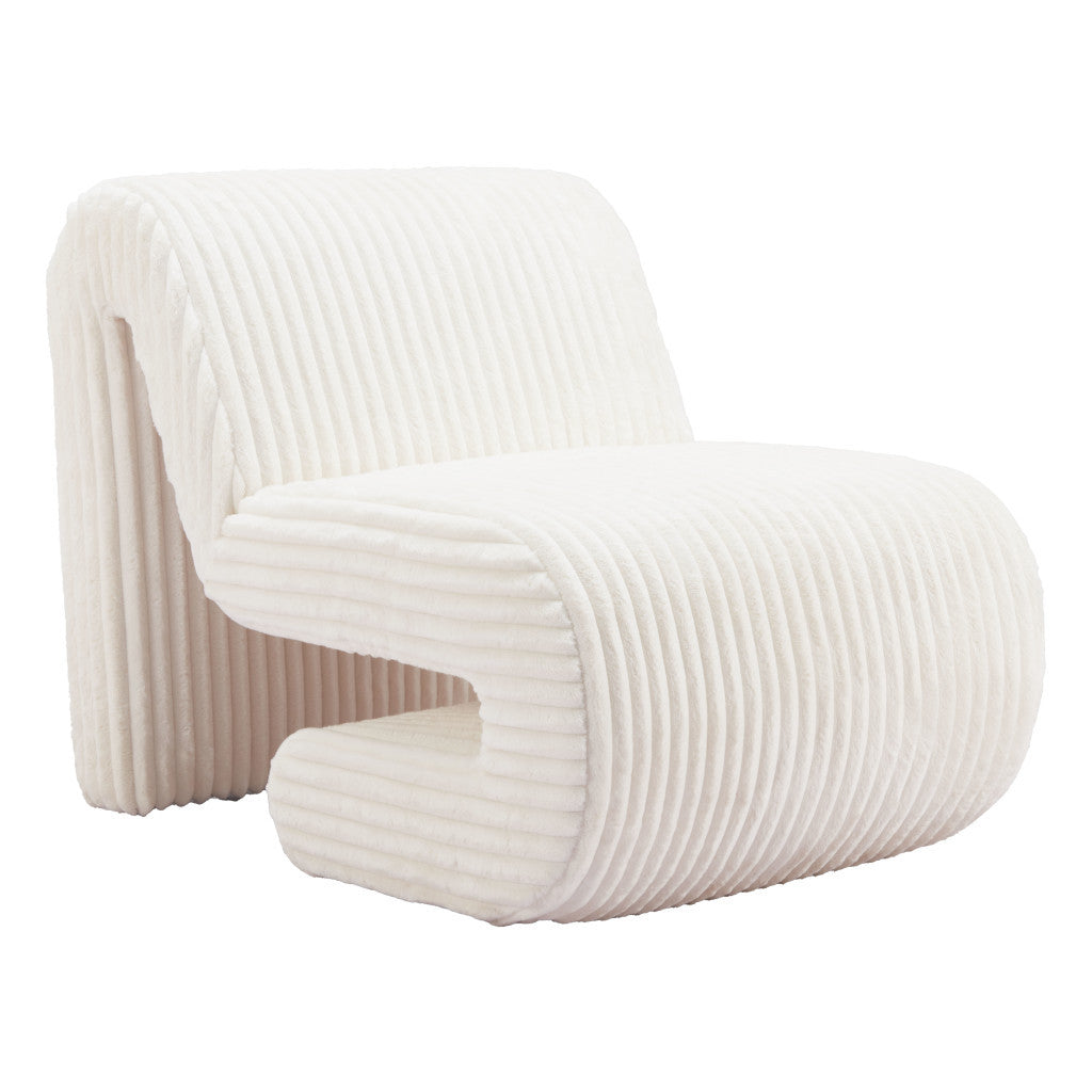 26" White Folded Corduroy Chair