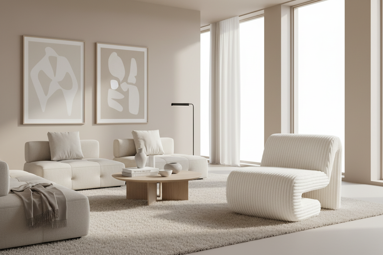 26" White Folded Corduroy Chair