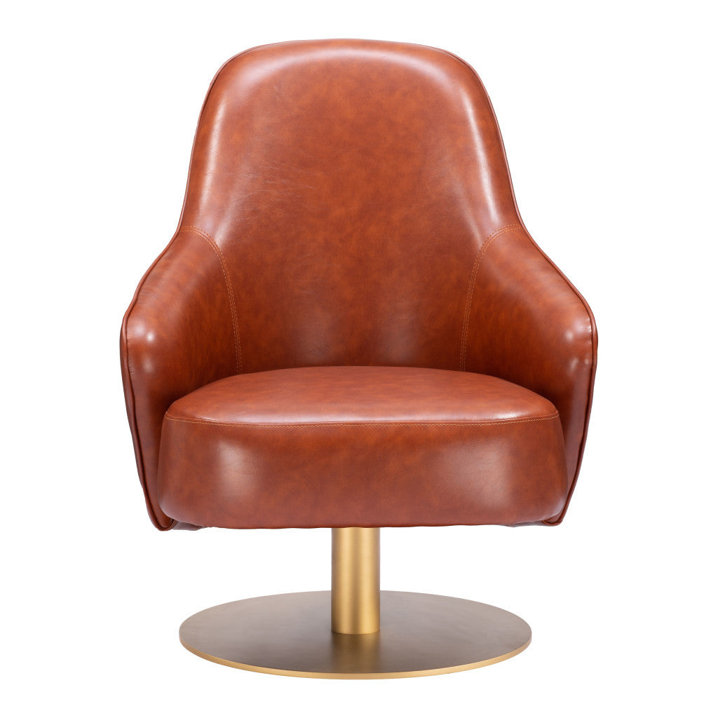 28" Faux Leather Swivel Armchair