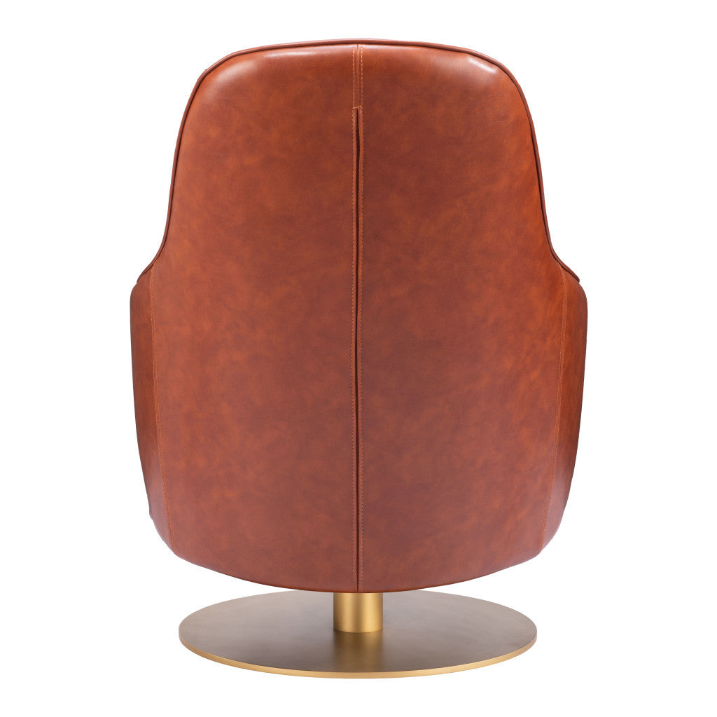 28" Faux Leather Swivel Armchair