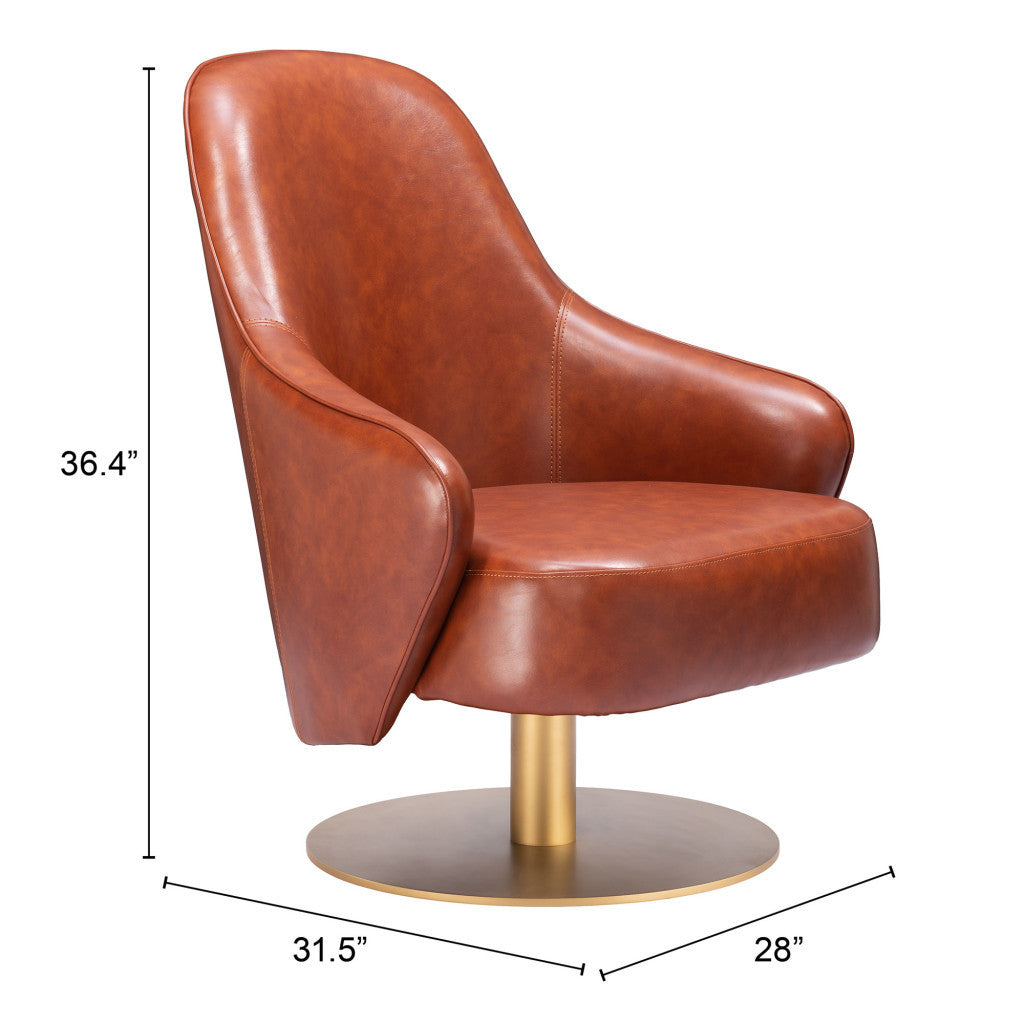 28" Faux Leather Swivel Armchair