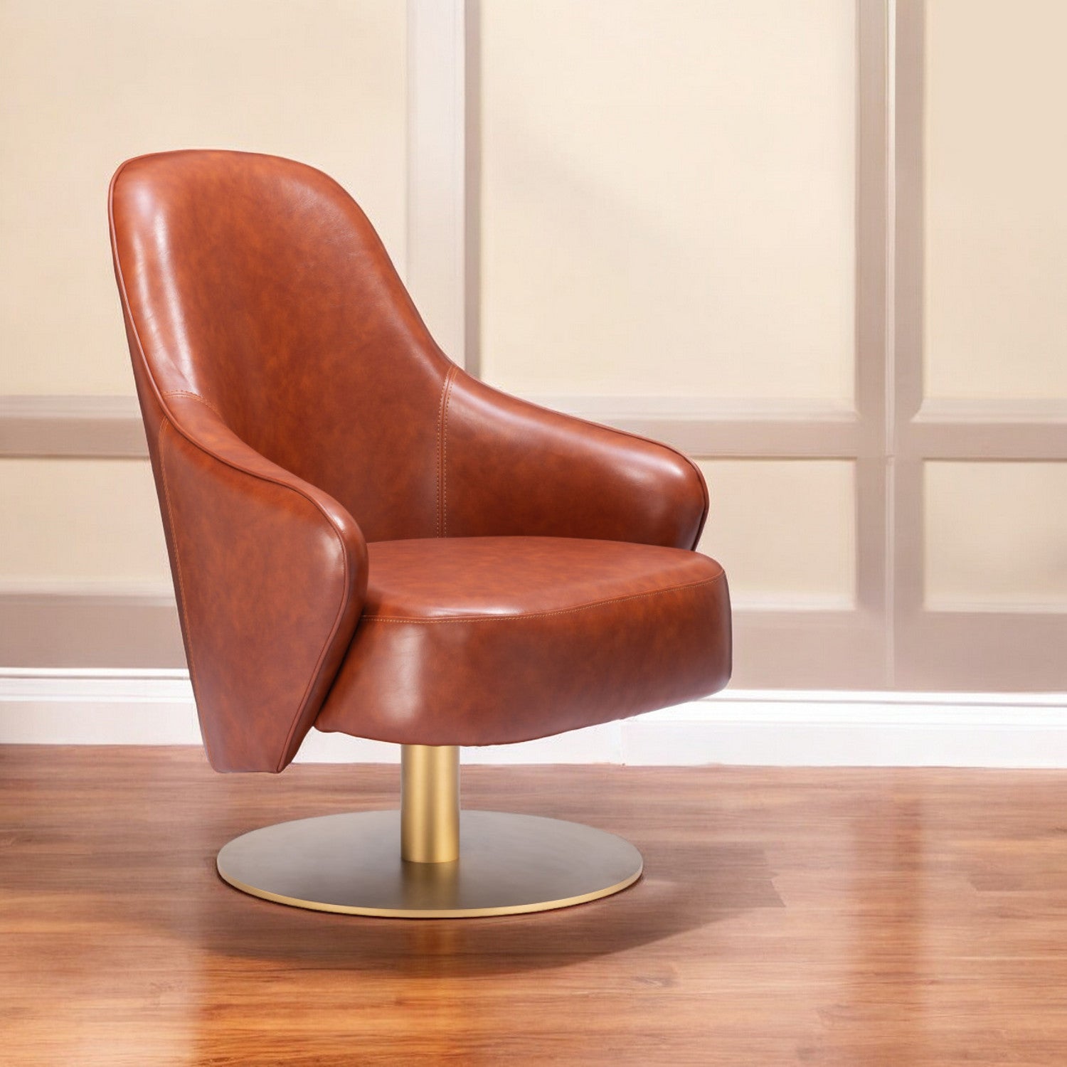 28" Faux Leather Swivel Armchair