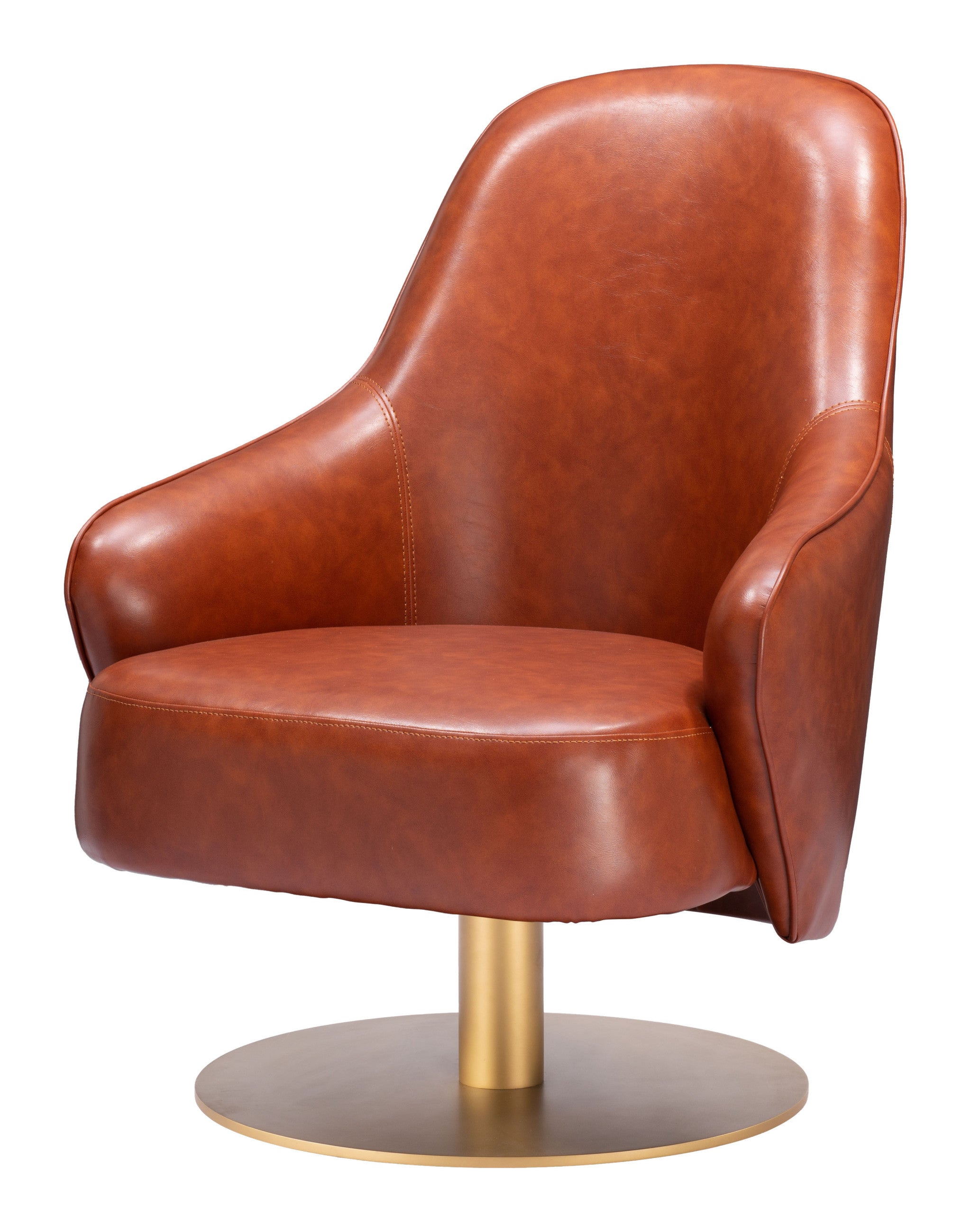 28" Faux Leather Swivel Armchair