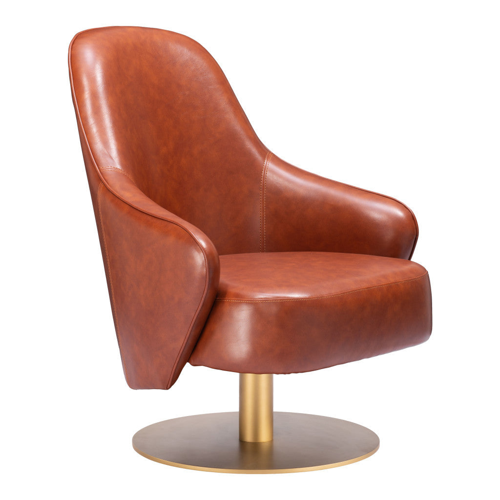 28" Faux Leather Swivel Armchair