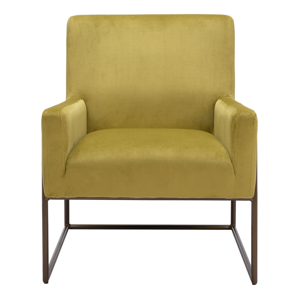 26" Olive Green Velvet Arm Chair