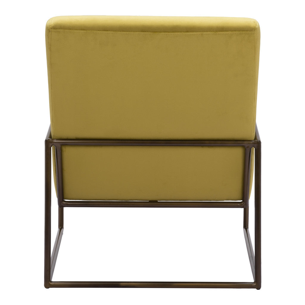 26" Olive Green Velvet Arm Chair