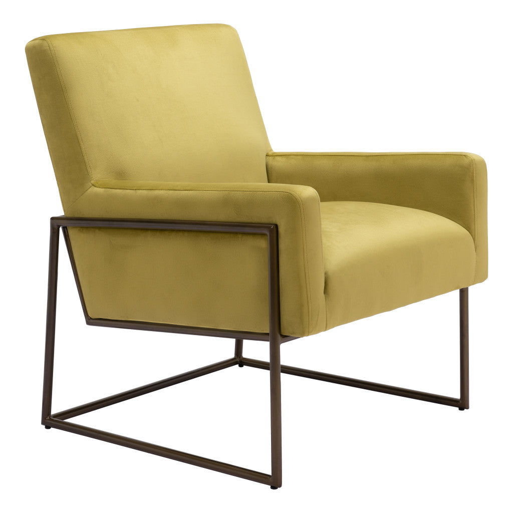 26" Olive Green Velvet Arm Chair