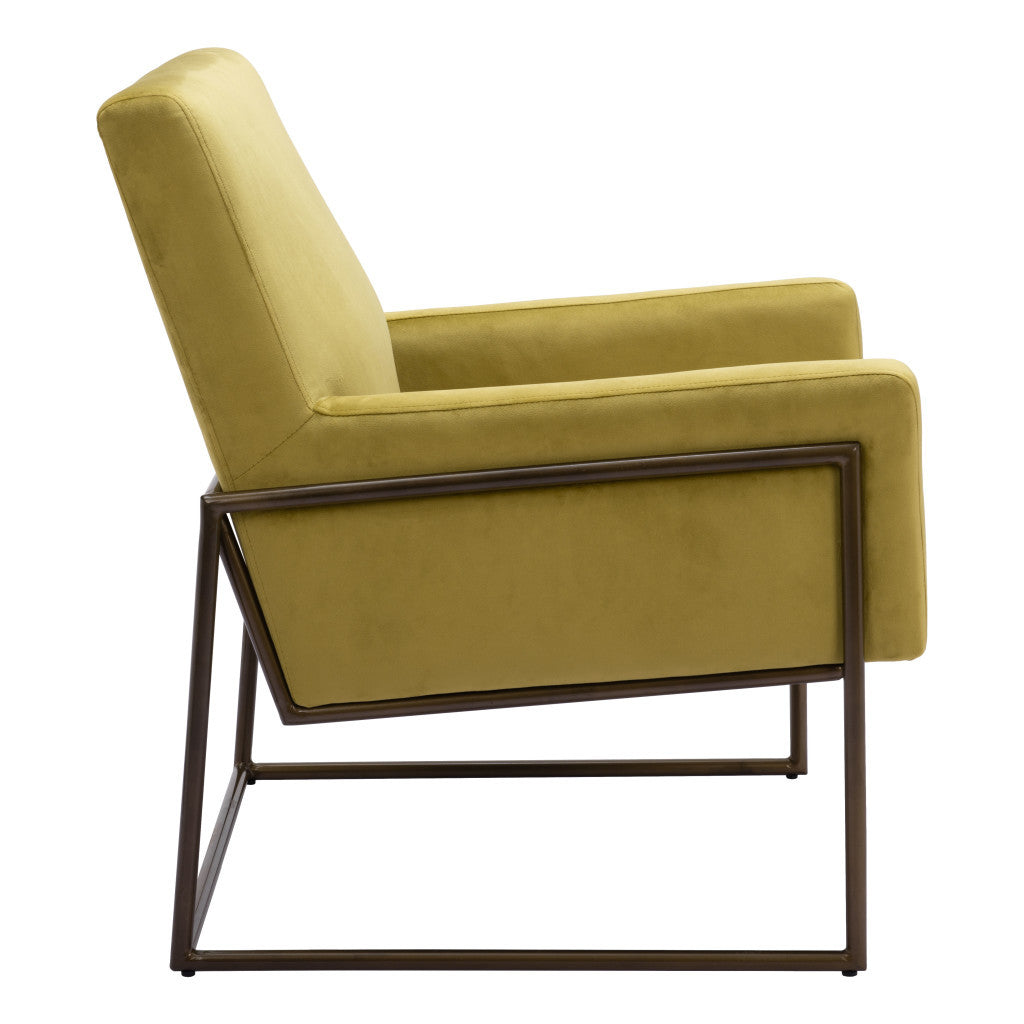 26" Olive Green Velvet Arm Chair