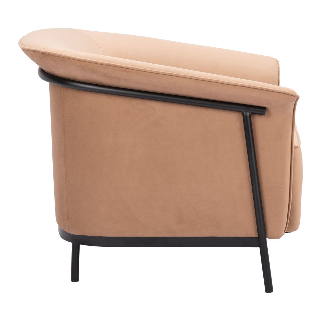 35" Tan Flared Arm Barrel Chair