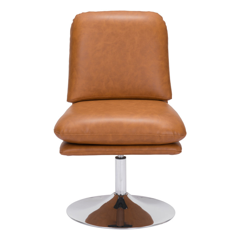 22" Armless Faux Leather Pedestal Chair