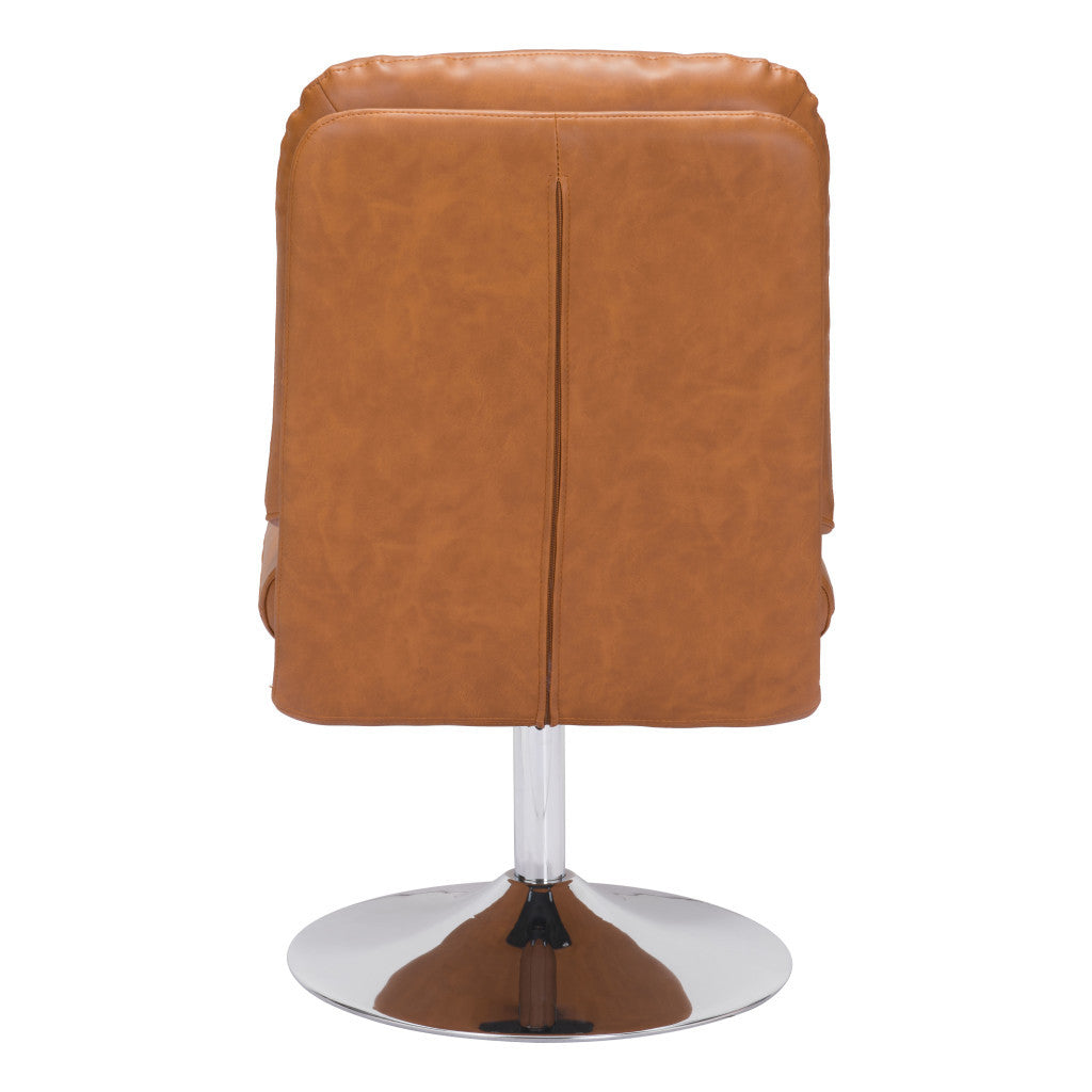 22" Armless Faux Leather Pedestal Chair