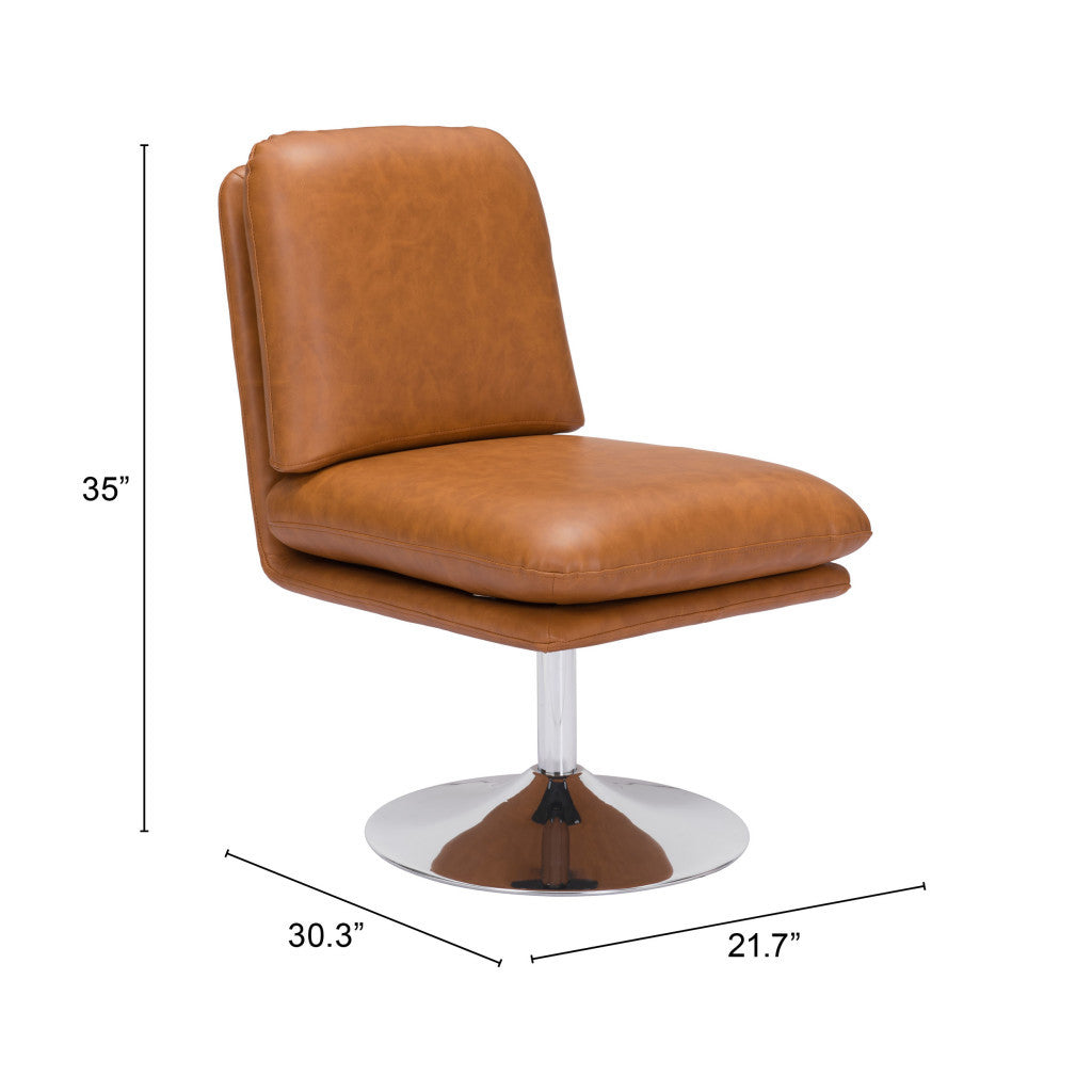 22" Armless Faux Leather Pedestal Chair