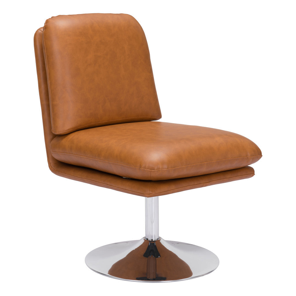 22" Armless Faux Leather Pedestal Chair