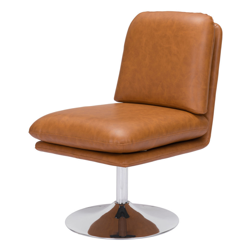 22" Armless Faux Leather Pedestal Chair