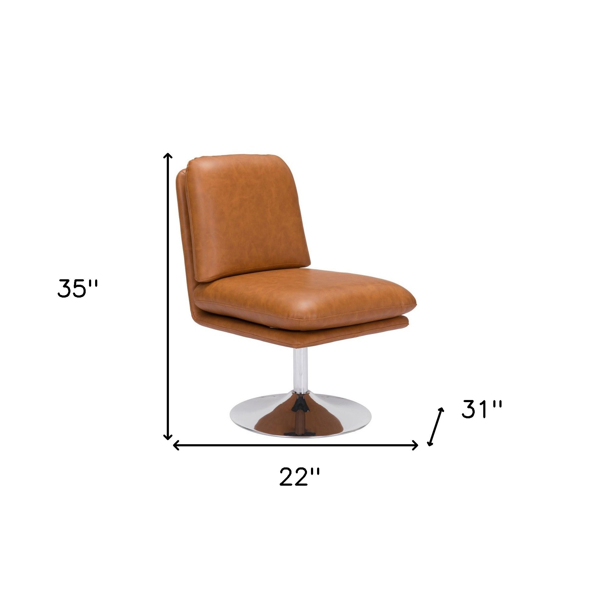 22" Armless Faux Leather Pedestal Chair