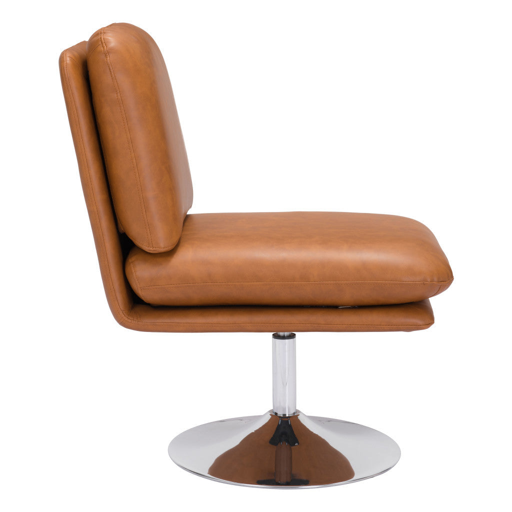 22" Armless Faux Leather Pedestal Chair