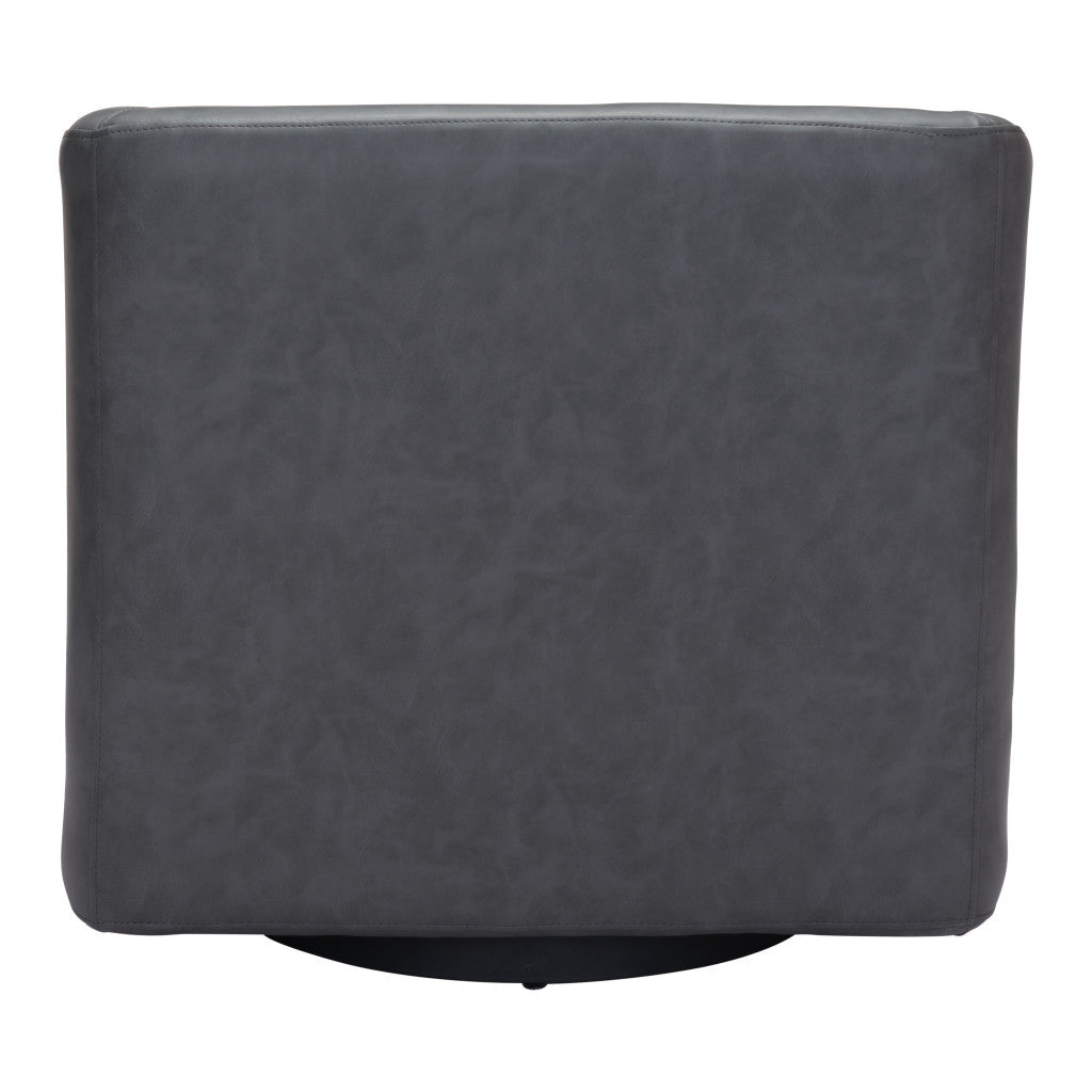 31" Gray Faux Leather Box Barrel Chair