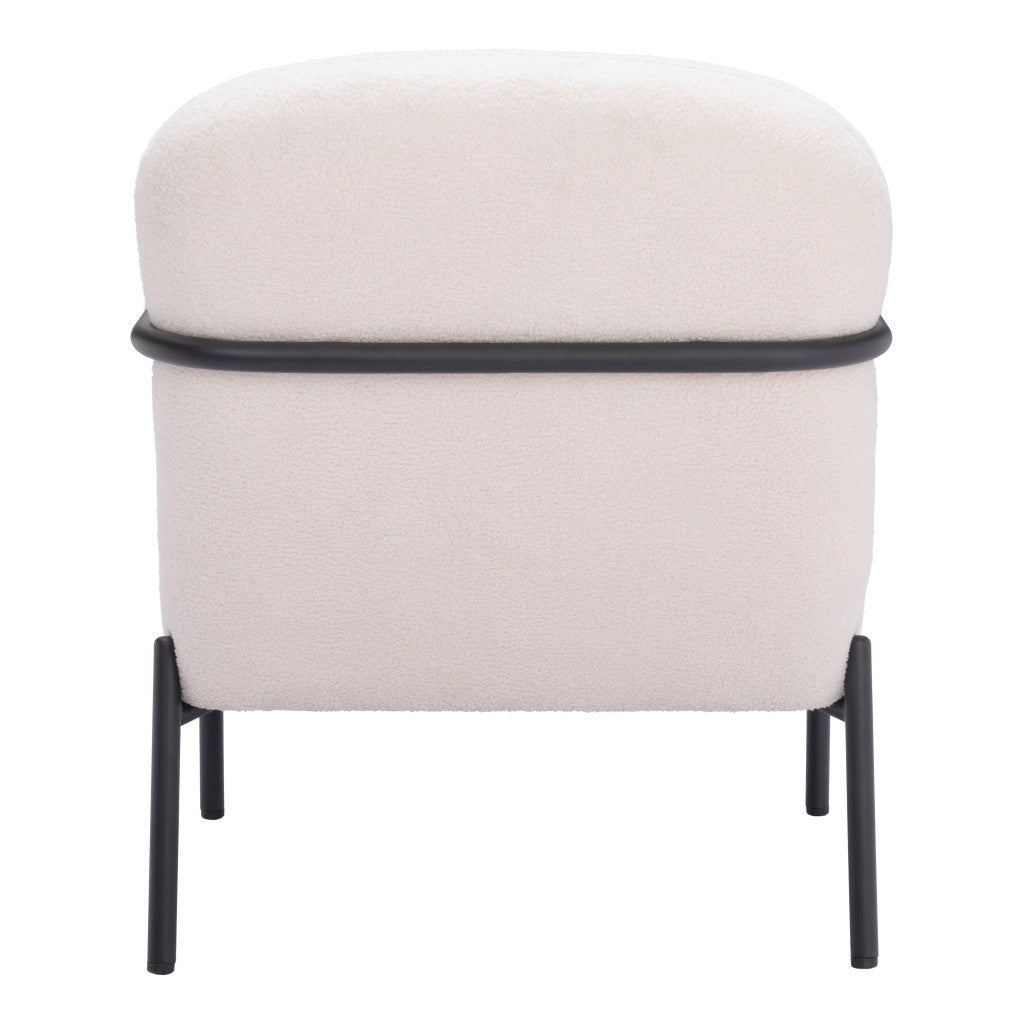 26" White and Black Sherpa Arm Chair