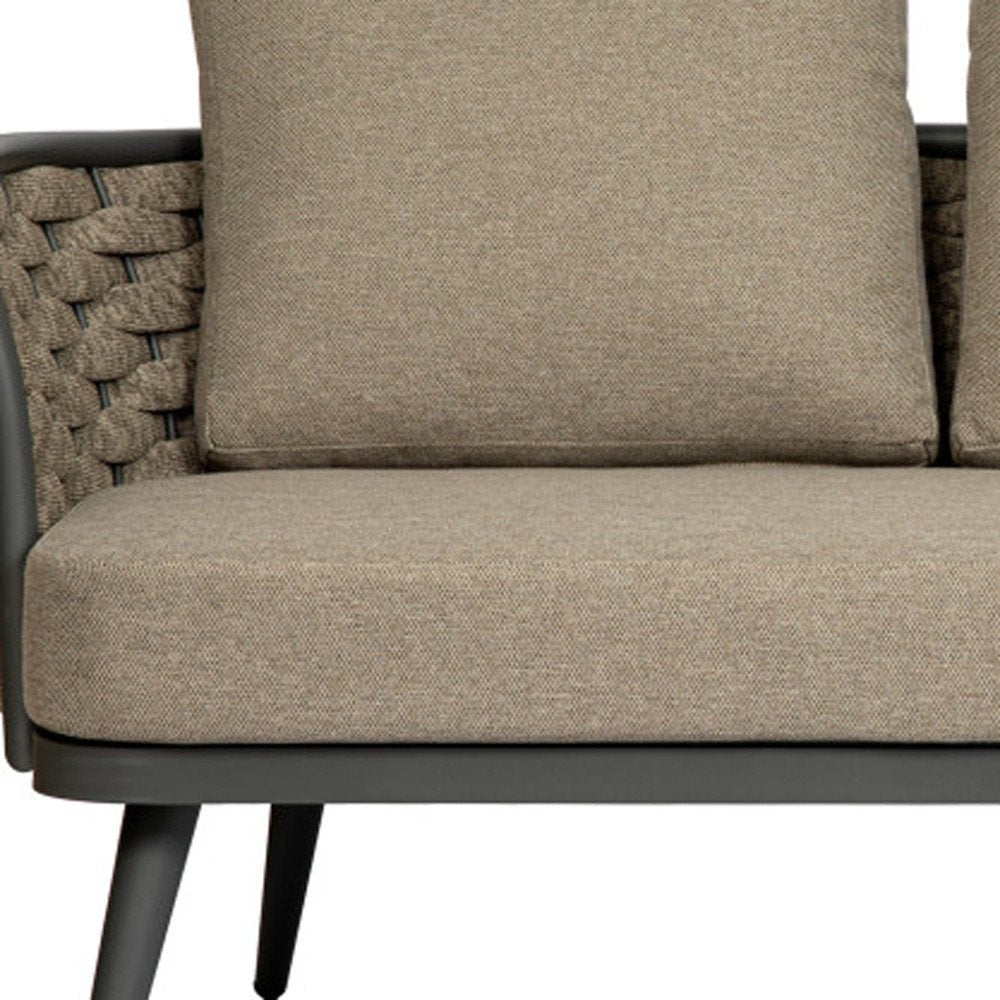 56" Dark Gray and Brown Outdoor Knotted Loveseat