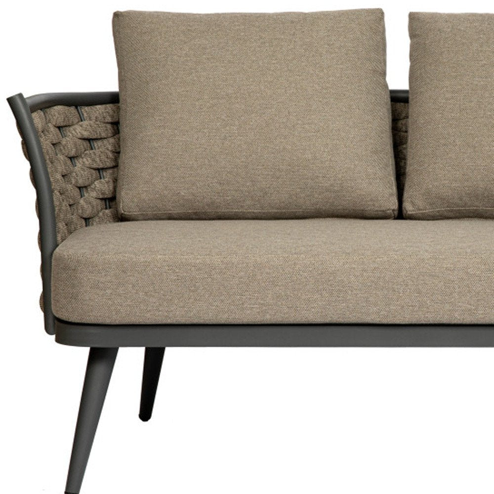 56" Dark Gray and Brown Outdoor Knotted Loveseat