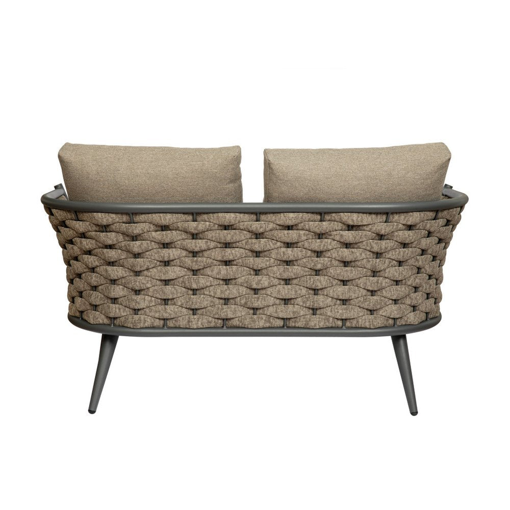 56" Dark Gray and Brown Outdoor Knotted Loveseat