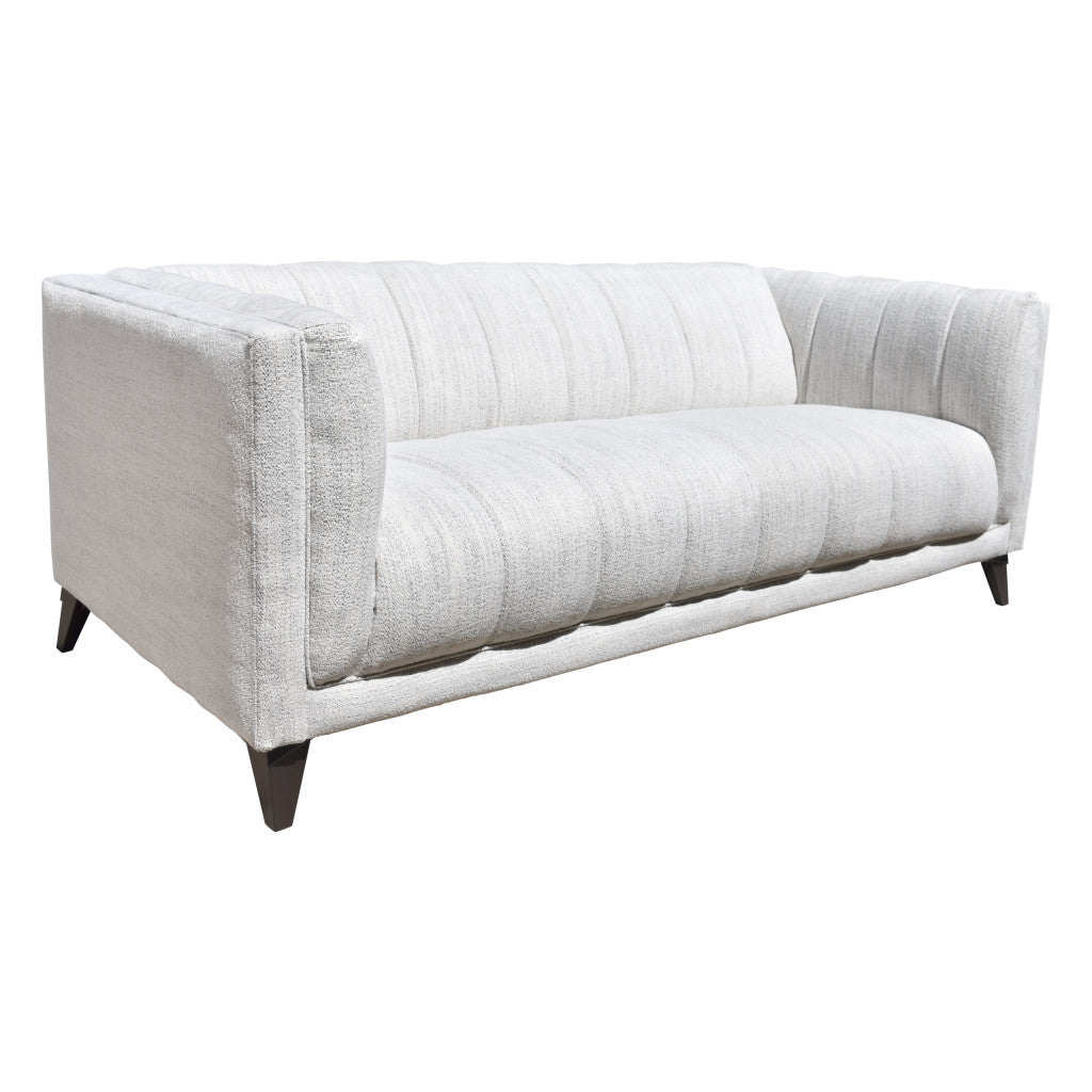 79" Contemporary White Channel Back Tuxedo Sofa