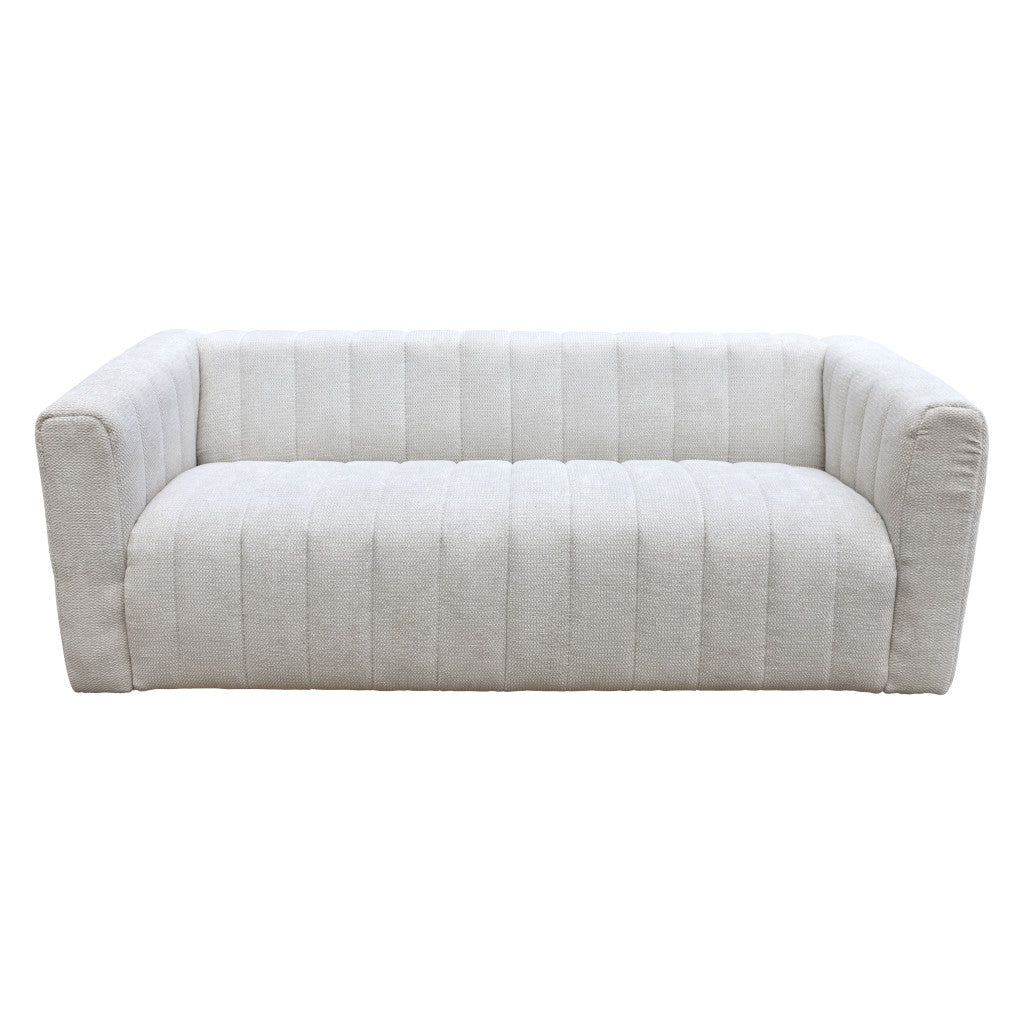 80" White Modern Channel Back Tuxedo Sofa